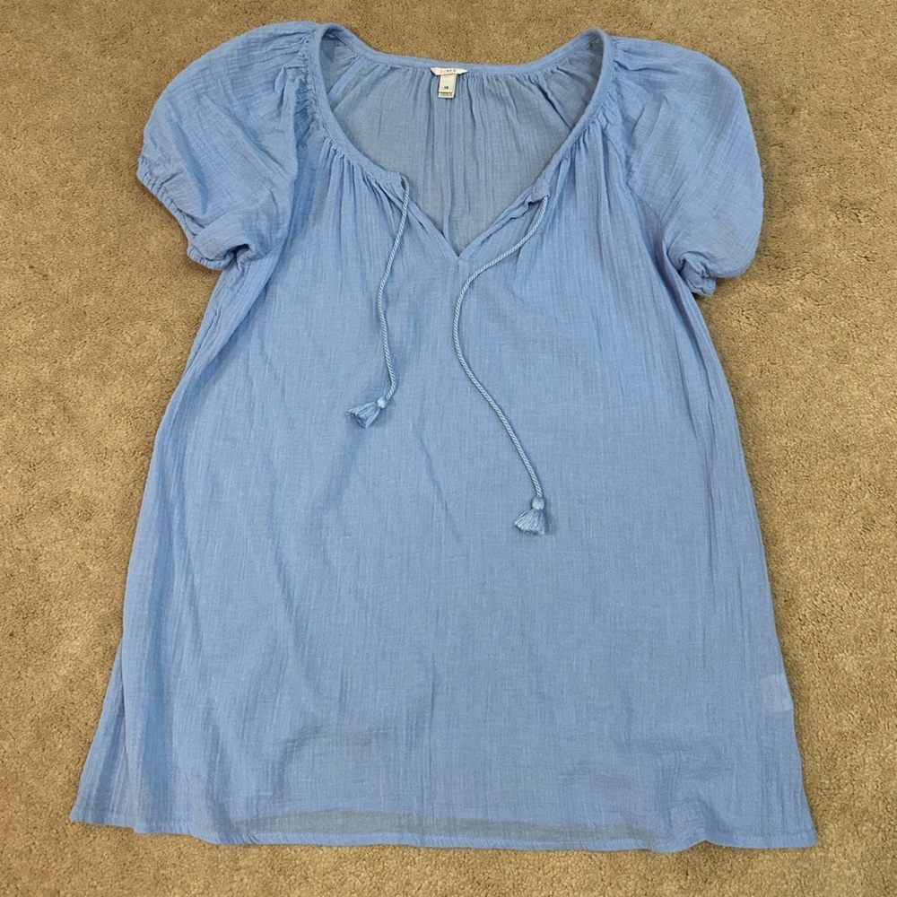 J. Crew Blue Short Sleeve Blouse